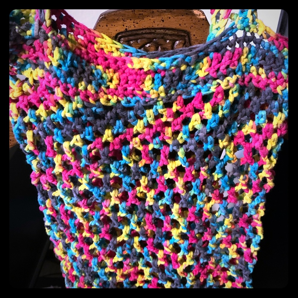 Crochet cotton mesh coverup top for 3t/4t